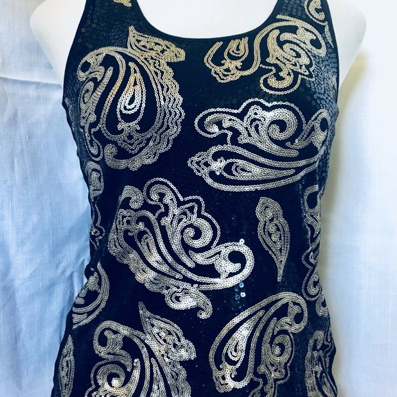 Apt. 9 Black and Gold Sequin Tank Top - Picture 6 of 7